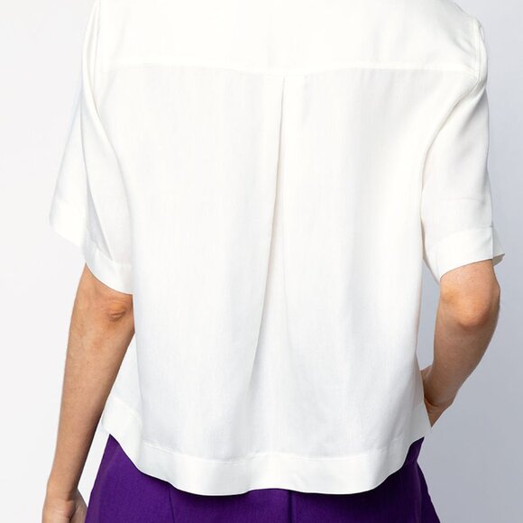 FORTE FORTE Viscose Cupro Boxy Shirt in White - Picture 4 of 5